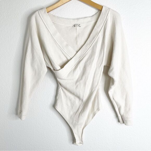 Intimately Free People Lovin This Feeling Ivory Ribbed Bodysuit Size Small - Picture 2 of 4